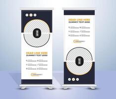 Roll up banner template layout vector