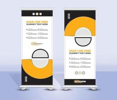 Dark yellow geometric roll up banner template design, pull banner template design vector