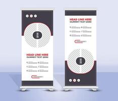 Modern dark and white roll up banner template design vector