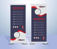 Modern abstract red wavy roll up banner template design vector