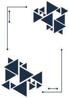 Geometric of a dark blue triangle with a line dot border isolated on a white background, copy space. For business, bochour, coverbook and card. vector