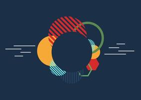 Geometric of a colorful modern circle with a line dot border on a dark blue background, copy space. For business, bochour, coverbook and card. vector