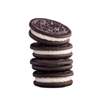 Stack of Chocolate Sandwich Cookies with Cream Filling png