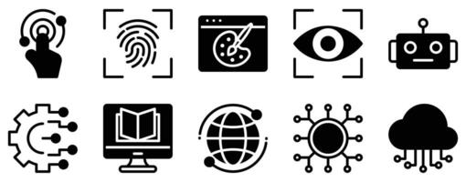 Digitalization Icon Set Modern Solid Style Collection for Technological Transformation vector