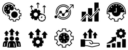 Productivity Icon Set Efficient Solid Style Collection for Task Management and Optimization vector