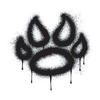 Spray Painted Graffiti Paw Print icon Sprayed isolated with a white background. graffiti paw icon with over spray in black over white. vector
