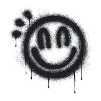 Spray Painted Graffiti smiling face emoticon isolated on white background. vector
