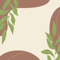 Template poster in boho style with organic botanical shapes and minimalist style, empty space for insert or lettering text. vector