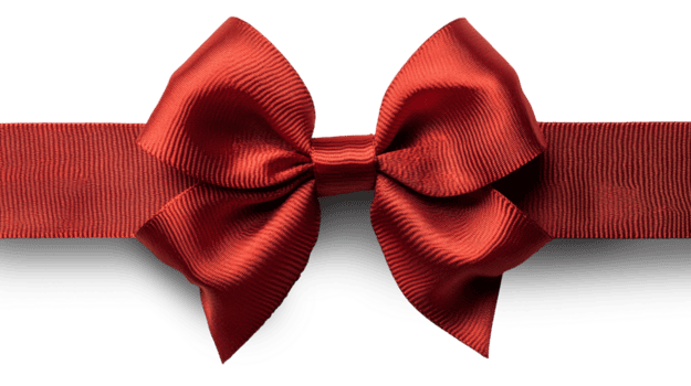 un' meravigliosamente artigianale rosso nastro arco con un' strutturato superficie è visualizzato su un' trasparente sfondo. Questo arco è ideale per aggiungendo un' festivo toccare per i regali o decorazioni. png