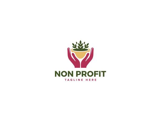 Fresh Nonprofit Logo Concepts, Community Care and Support Logos with Hand Cup Tree Leaf