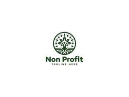 Innovative Non Profit Emblems, Visualizing Community Impact with Human Circle Tree Leaf vector