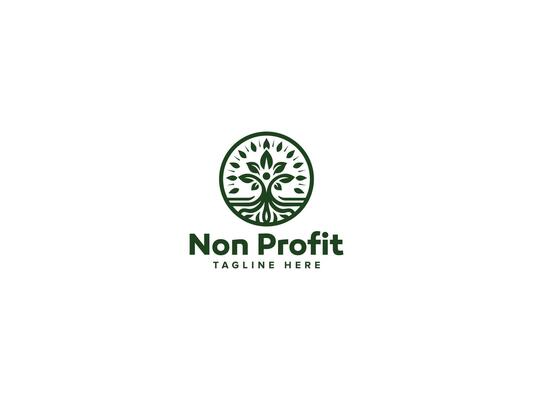 Innovative Non Profit Emblems, Visualizing Community Impact with Human Circle Tree Leaf