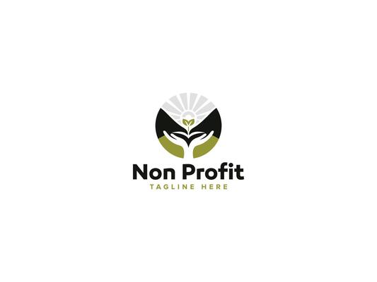 Creative Non Profit Logo Design, Artistic Representations of Hope with Circle Hand Tree Leaf Sun
