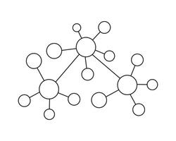 Hub networks connections system symbol line icon. Molecule or atom structure, communications social media contacts. Abstract share or business infrastructure. vector