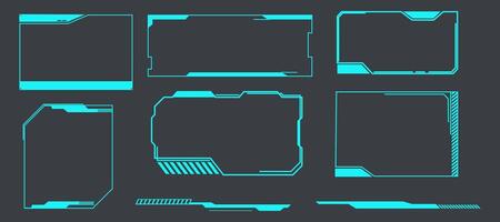Futuristic HUD frames, borders text box game menu ui panel. Line tech line bar. Screen elements Sci Fi for Gaming UX UI vector