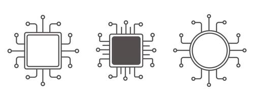 Processor line icon, microchip cpu technology board, Central processing unit. Design element flat, simple silhouette. vector