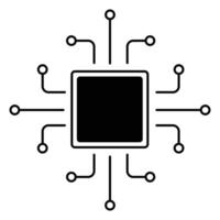 Processor line icon, microchip cpu technology board, Central processing unit. Design element flat, simple silhouette. vector