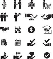 silhouette Icon set of Procurement management and strategy vector