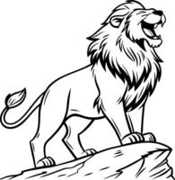 Drawing of smiling lion art design vector