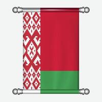 The flag of belarus is hanging on a metal rod vector
