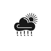 A black and white icon of a cloud with rain vector