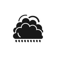 A black and white icon of a cloud with rain drops vector