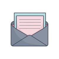 An open envelope with a note inside vector
