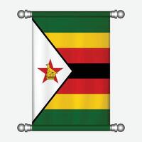 Zimbabwe flag on a metal pole vector