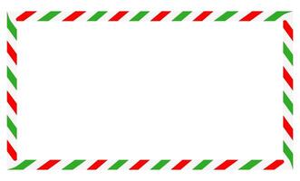 Candy cane rectangle frame. Ribbon with red, green and white stripes. Greeting card with New Year or Christmas decorating border vector