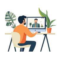 Professional Work Scene with Computer User vector