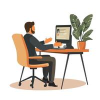 Efficient Work Environment with Computer Operator vector