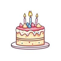 Festive Cake with Icing and Sprinkles for Birthdays vector