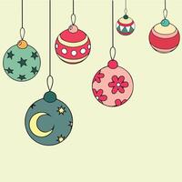 christmas baubles hanging on strings vector