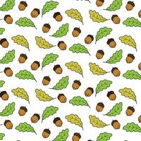 a pattern with acorns and leaves vector