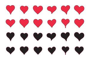 A set of red and black hearts on a white background vector