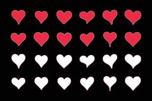 A set of red and white hearts on a black background vector