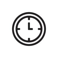 A black and white clock icon on a white background vector