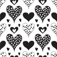 Seamless pattern with hearts in black and white vector