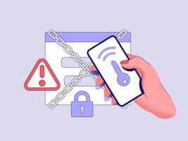 Two Factor Authentication concept. 2fa with hand holding Phone. illustration vector