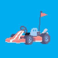 karting pixel art, illustration on isolated background. vector