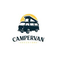 camper van classic style logo illustration vector