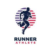 Run, running man, isolated silhouette, side view vector