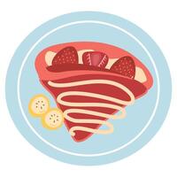 Sweet Crepe with Strawberries and Cream vector