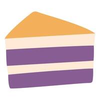 Slice Of Ube Biko Cake With Yema Topping vector