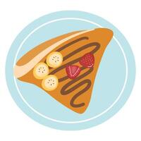 Crepes with fresh banana slaces and chocolate vector