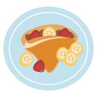 Crepes Stuffed with Strawberries and Bananas illustration vector