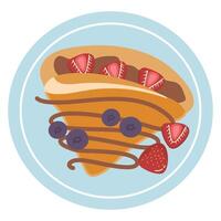 Crepes with Banana, Chocolate and Berries illustration vector