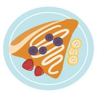 Crepes with Berries. Crepe with Strawberry vector