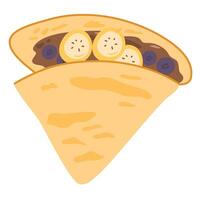 Crepes with fresh banana slaces and dark chocolate vector