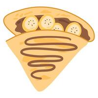 Crepes with fresh banana slaces and dark chocolate vector